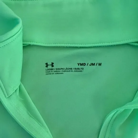 Under Armour Boys 10/12 Neon Green Quarter Zip Pullover YMD Athletic Tech Sporty - Picture 2 of 3